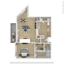 1 Bed 1.5 Bath 1003 SqFt (933 Net) 222B floor plan